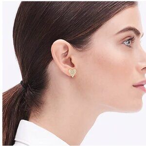 j. Crew Pavé crystal heart stud earrings, NWT